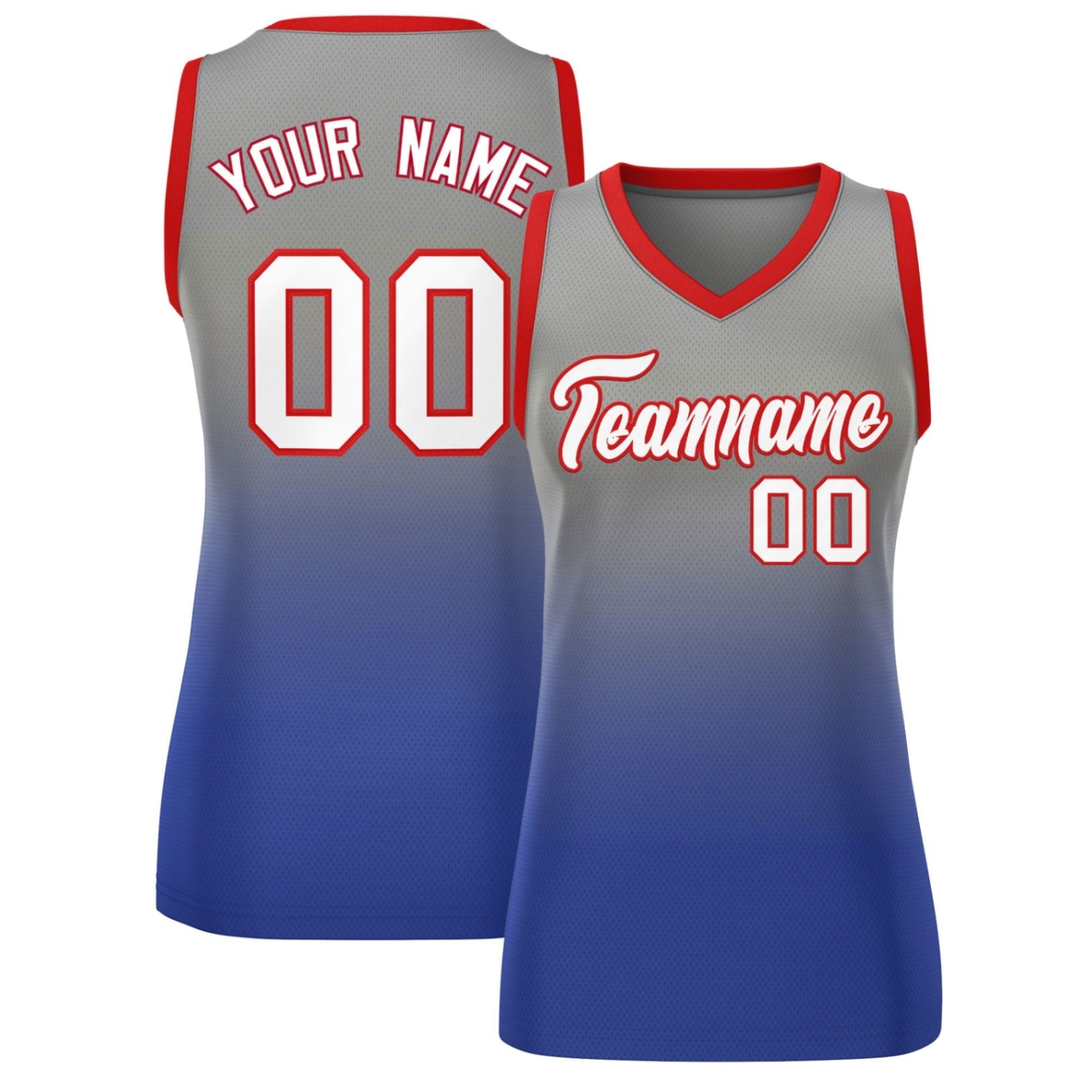 Custom Gray Royal Gradient Fashion Tops Mesh Basketball Jersey For Women