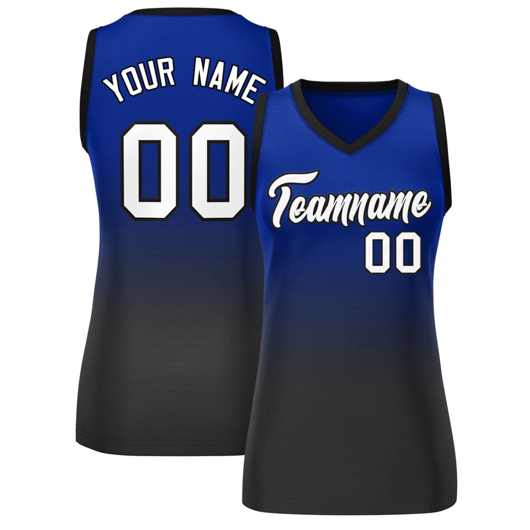 Custom Royal Black Gradient Fashion Tops Mesh Basketball Jersey For Women