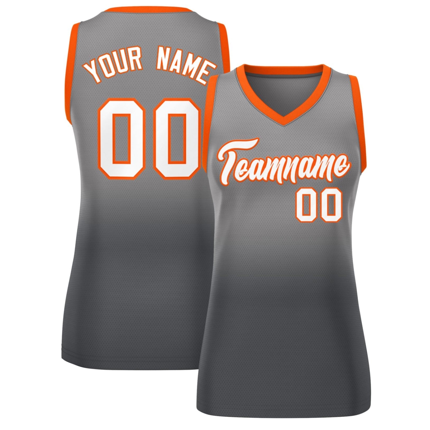 Custom Light Gray Dark Gray Gradient Fashion Tops Mesh Basketball Jersey For Women