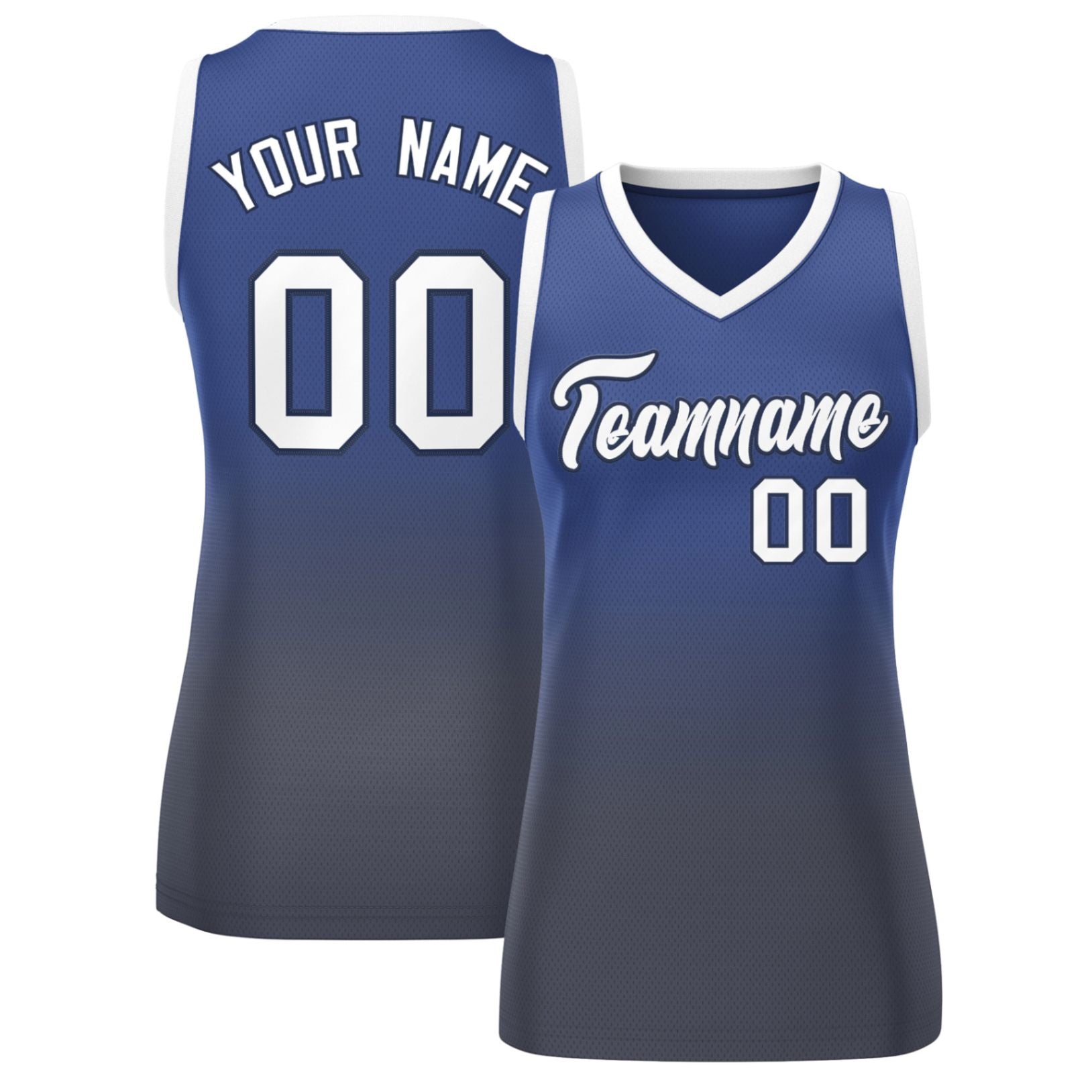 Custom Navy Gray Gradient Fashion Tops Mesh Basketball Jersey For Women