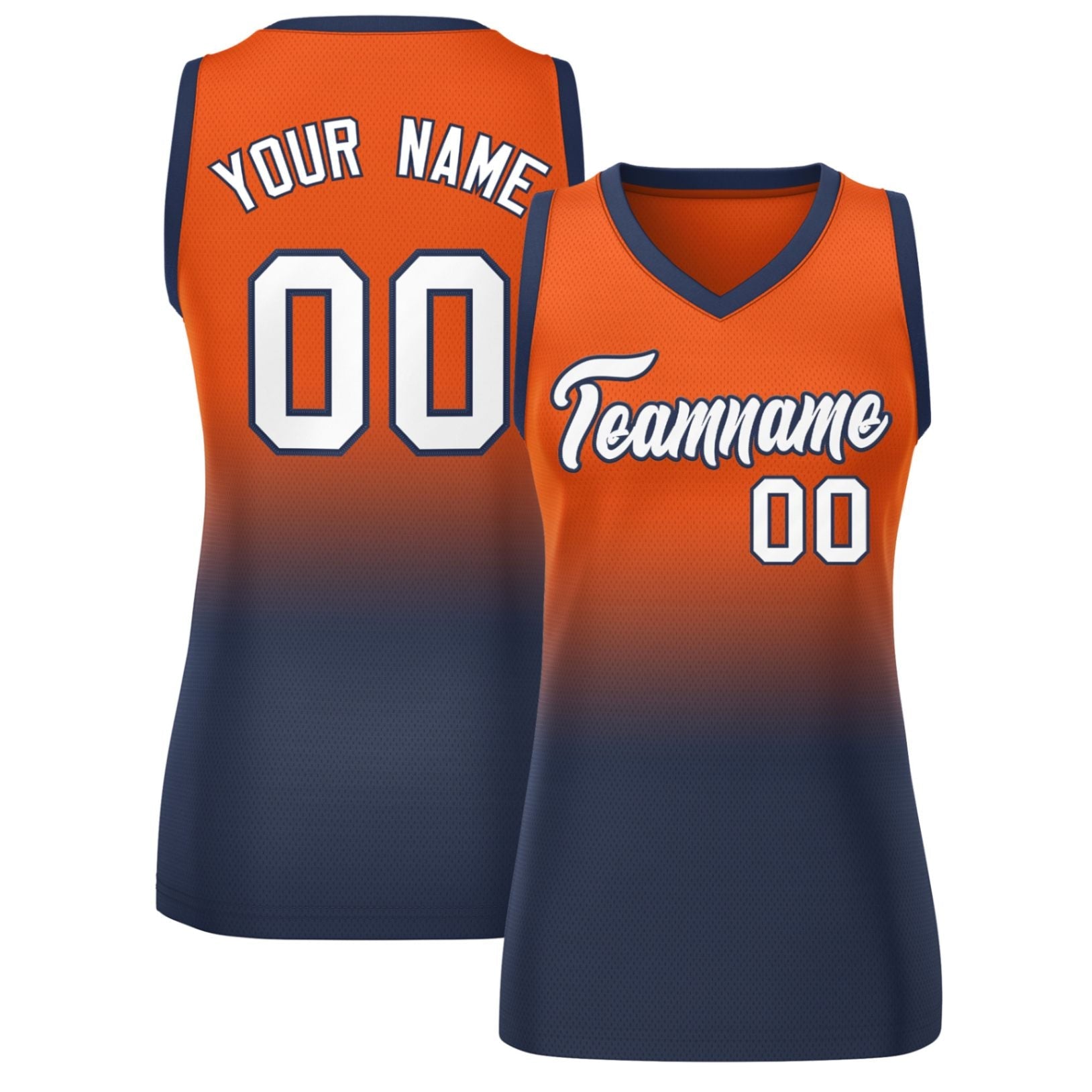 Custom Orange Navy Gradient Fashion Tops Mesh Basketball Jersey For Women