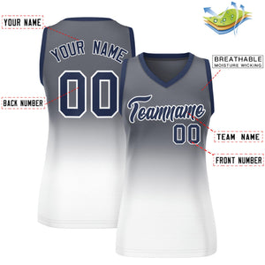 Custom Gray White Gradient Fashion Tops Mesh Basketball Jersey For Women