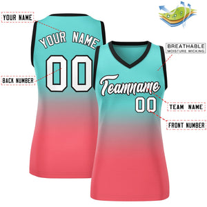 Custom Light Green Light Red Gradient Fashion Tops Mesh Basketball Jersey For Women