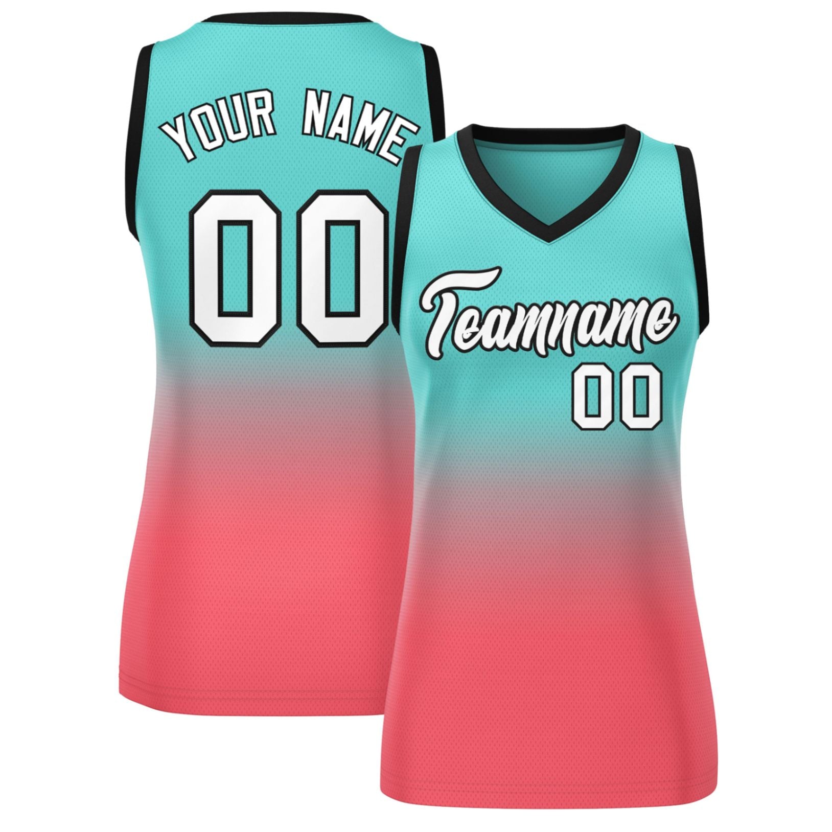 Custom Light Green Light Red Gradient Fashion Tops Mesh Basketball Jersey For Women