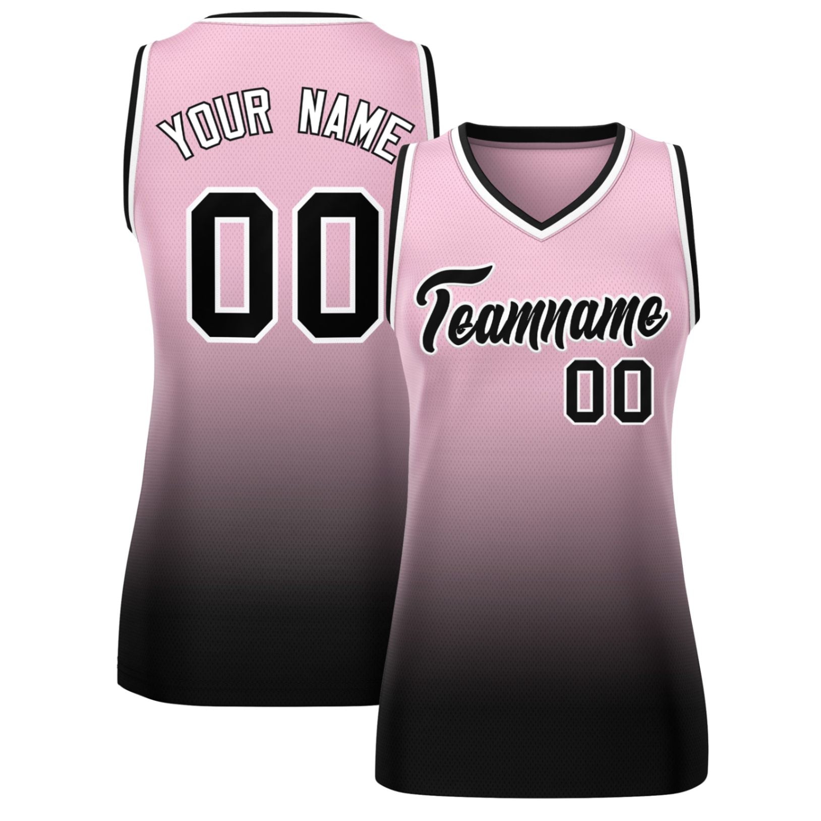 Custom Pink Black Gradient Fashion Tops Mesh Basketball Jersey For Women