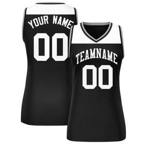 Custom White Black Color Block Fashion Tops Mesh Basketball Jersey For Women