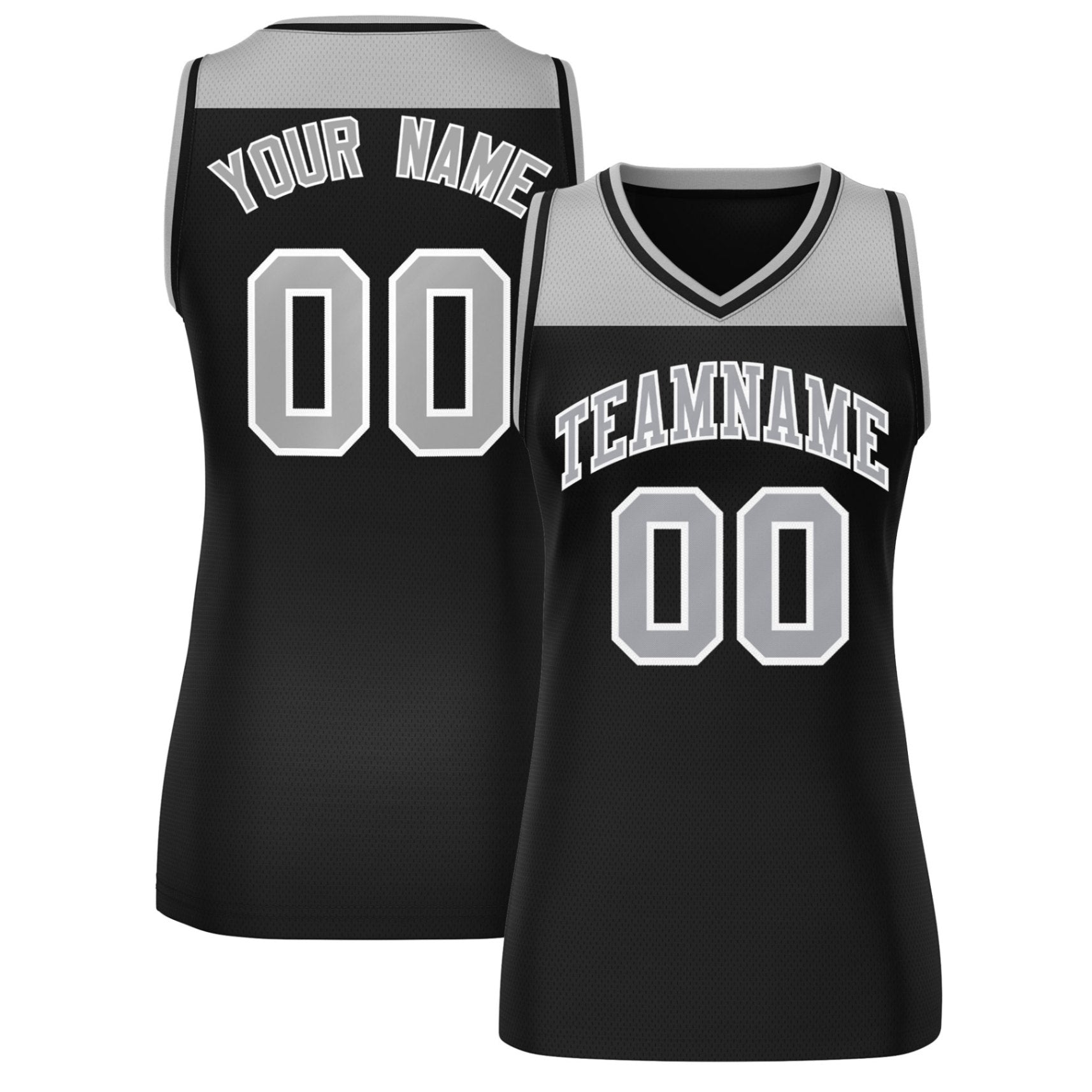 Custom Gray Black Color Block Fashion Tops Mesh Basketball Jersey For Women