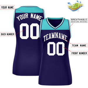 Custom Aqua Purple Color Block Fashion Tops Mesh Basketball Jersey For Women