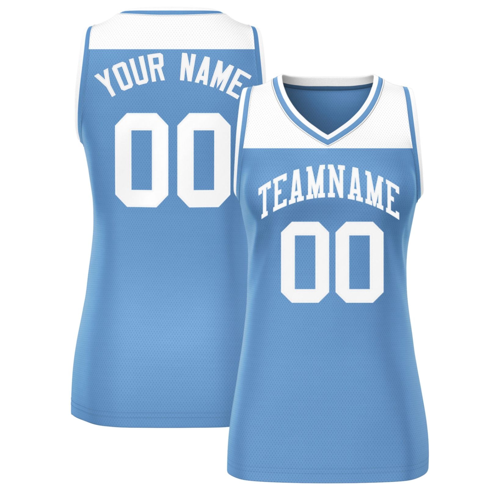 Custom White Light Blue Color Block Fashion Tops Mesh Basketball Jersey For Women