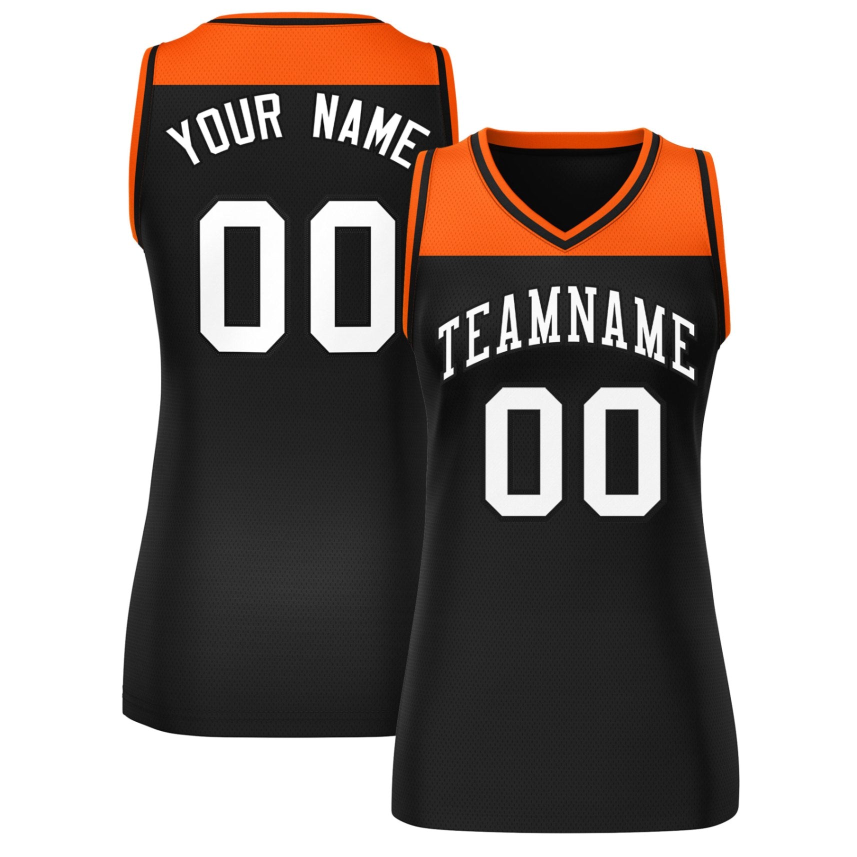 Custom Orange Black Color Block Fashion Tops Mesh Basketball Jersey For Women