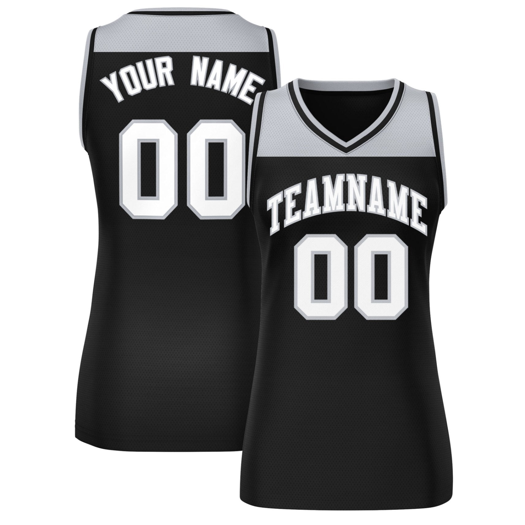 Custom Gray Black Color Block Fashion Tops Mesh Basketball Jersey For Women