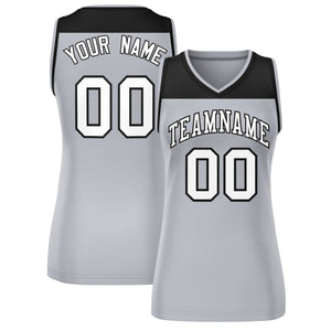 Custom Black Gray Color Block Fashion Tops Mesh Basketball Jersey For Women