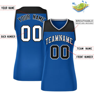 Custom Black Royal Color Block Fashion Tops Mesh Basketball Jersey For Women