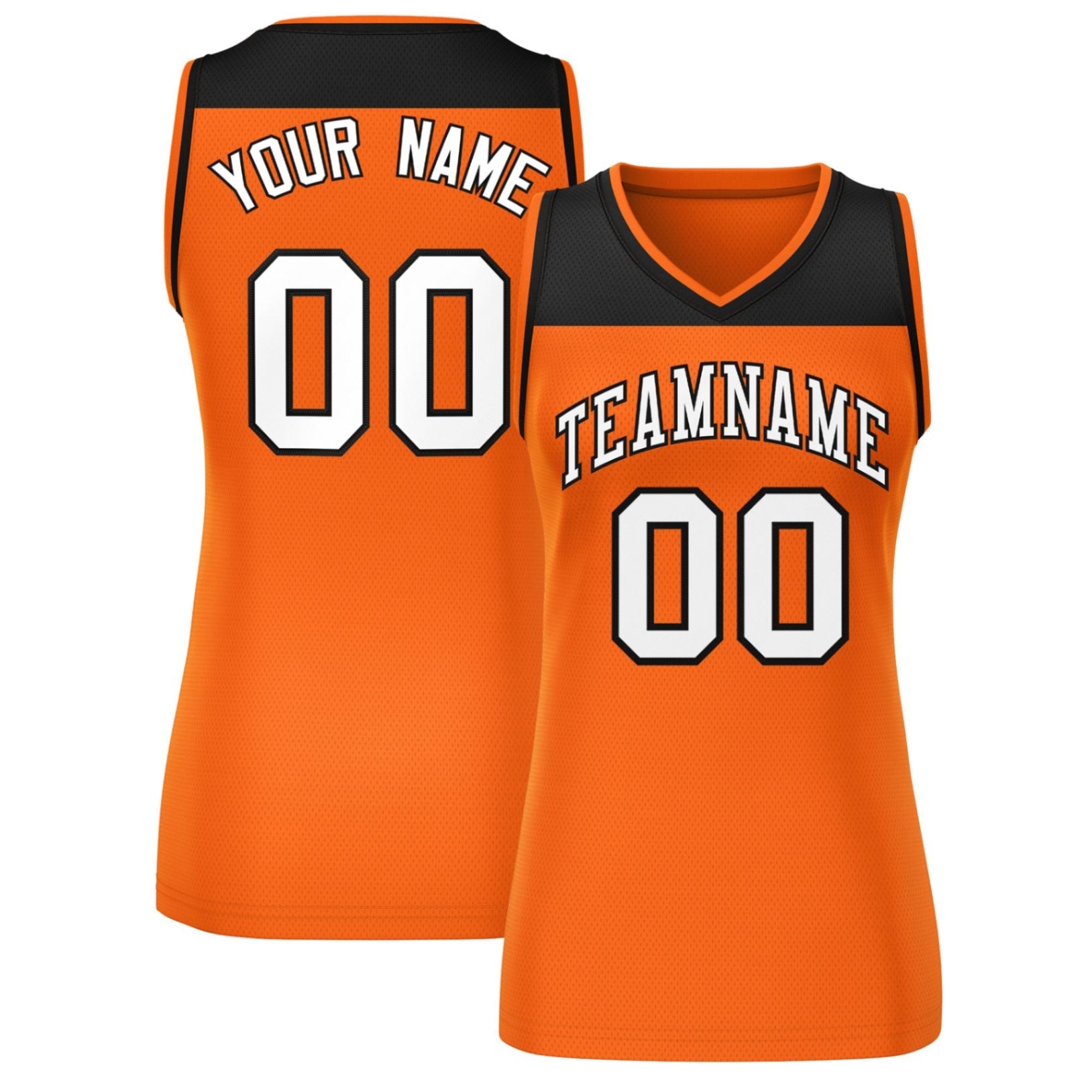 Custom Black Orange Color Block Fashion Tops Mesh Basketball Jersey For Women