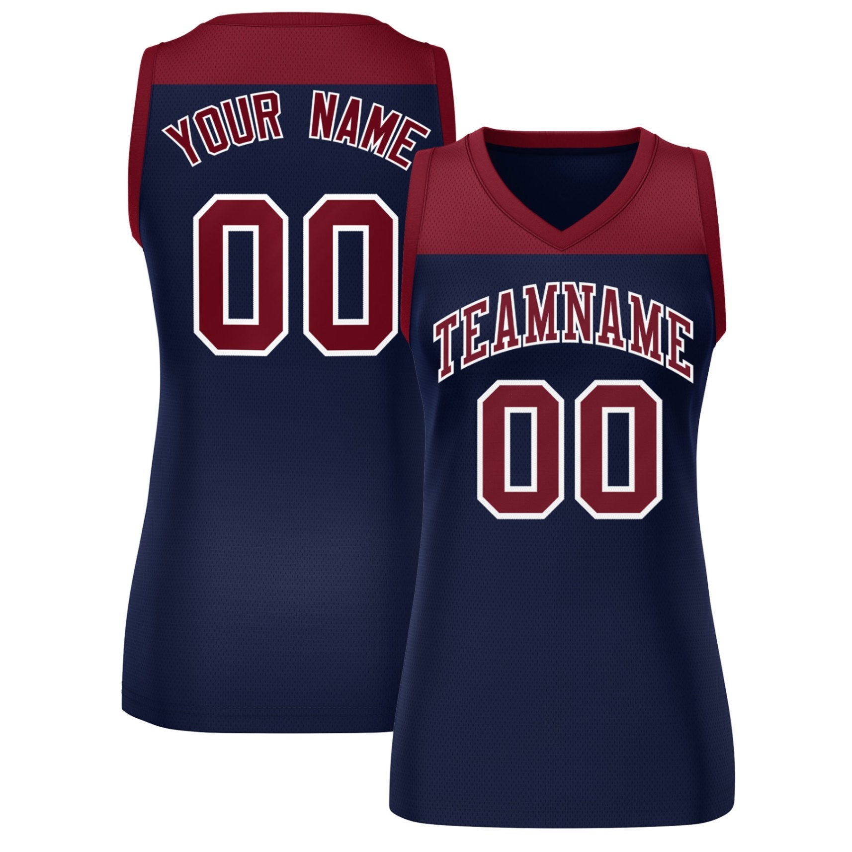 Custom Crimson Navy Color Block Fashion Tops Mesh Basketball Jersey For Women