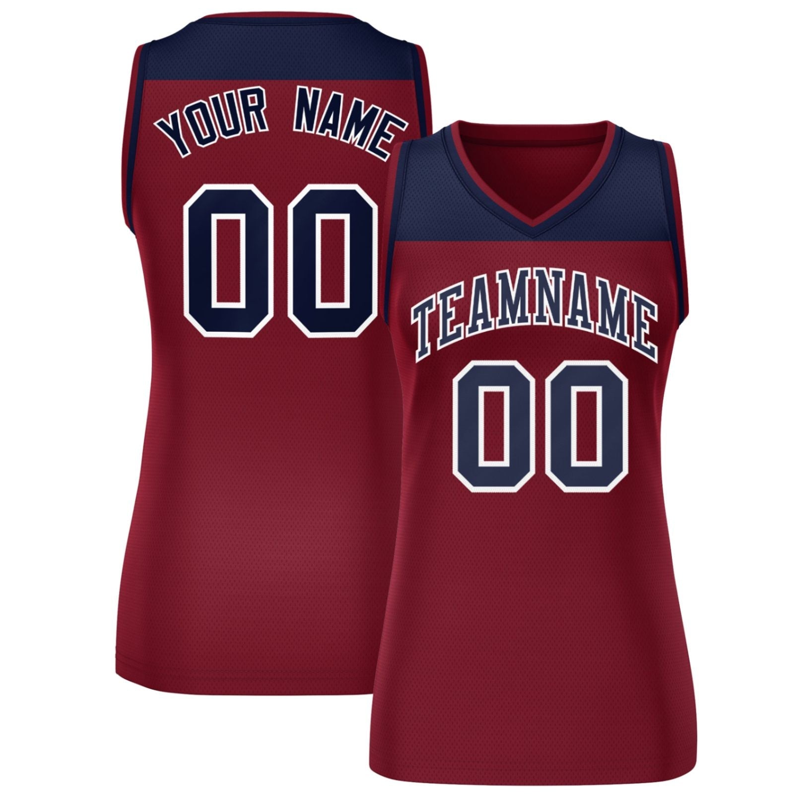 Custom Navy Crimson Color Block Fashion Tops Mesh Basketball Jersey For Women