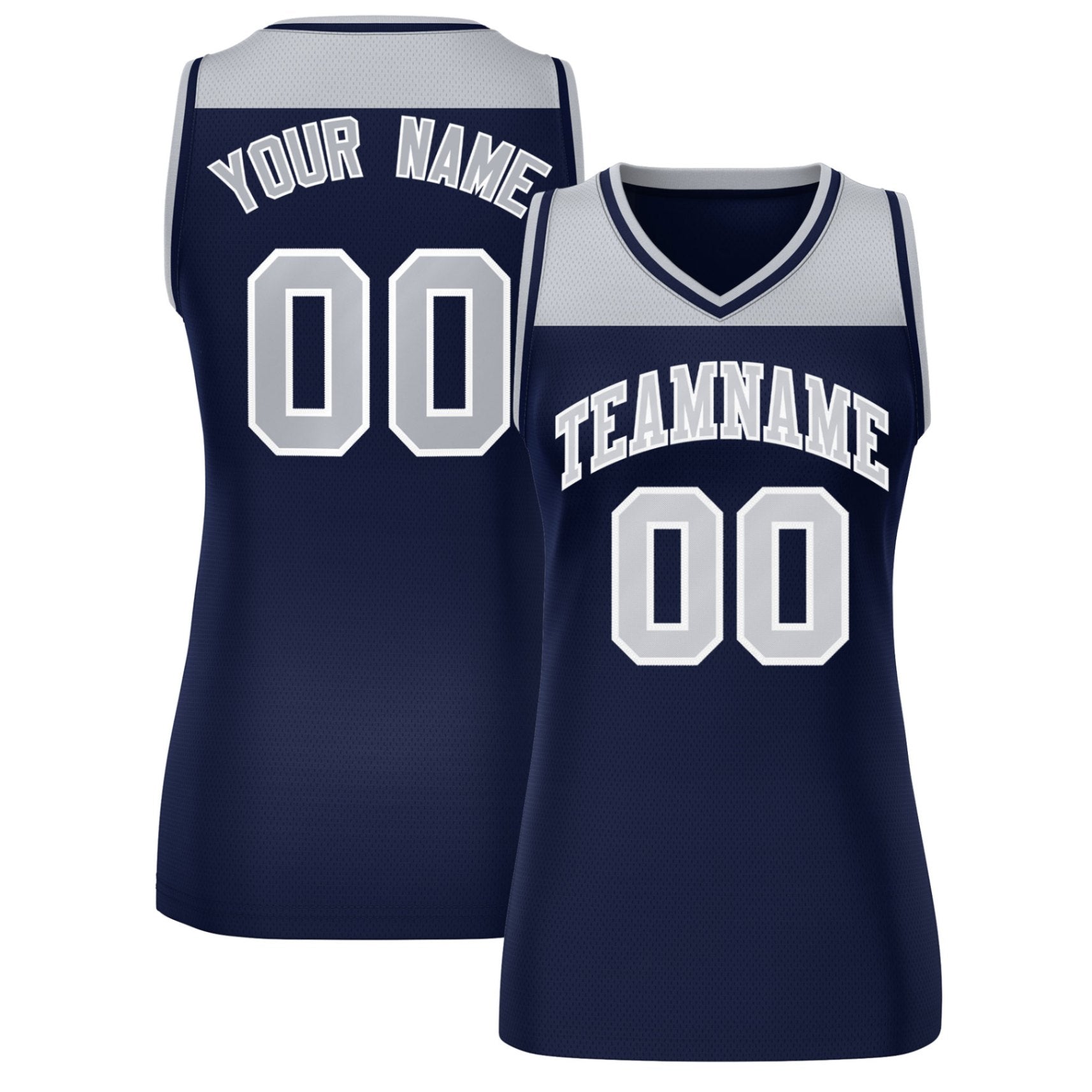 Custom Gray Navy Color Block Fashion Tops Mesh Basketball Jersey For Women