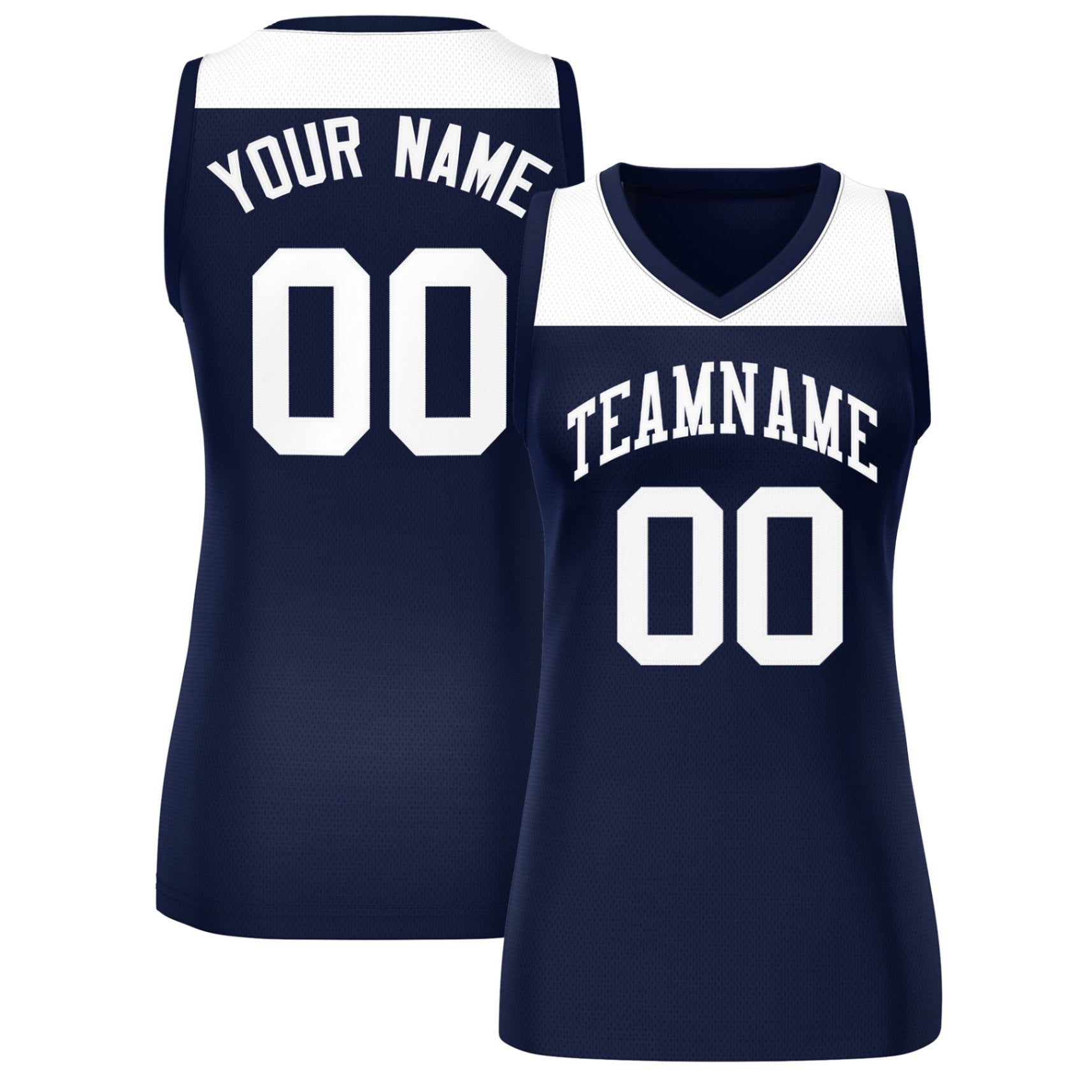 Custom White Navy Color Block Fashion Tops Mesh Basketball Jersey For Women