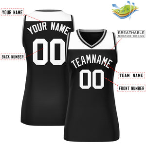 Custom White Black Color Block Fashion Tops Mesh Basketball Jersey For Women