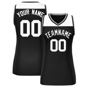 Custom White Black Color Block Fashion Tops Mesh Basketball Jersey For Women