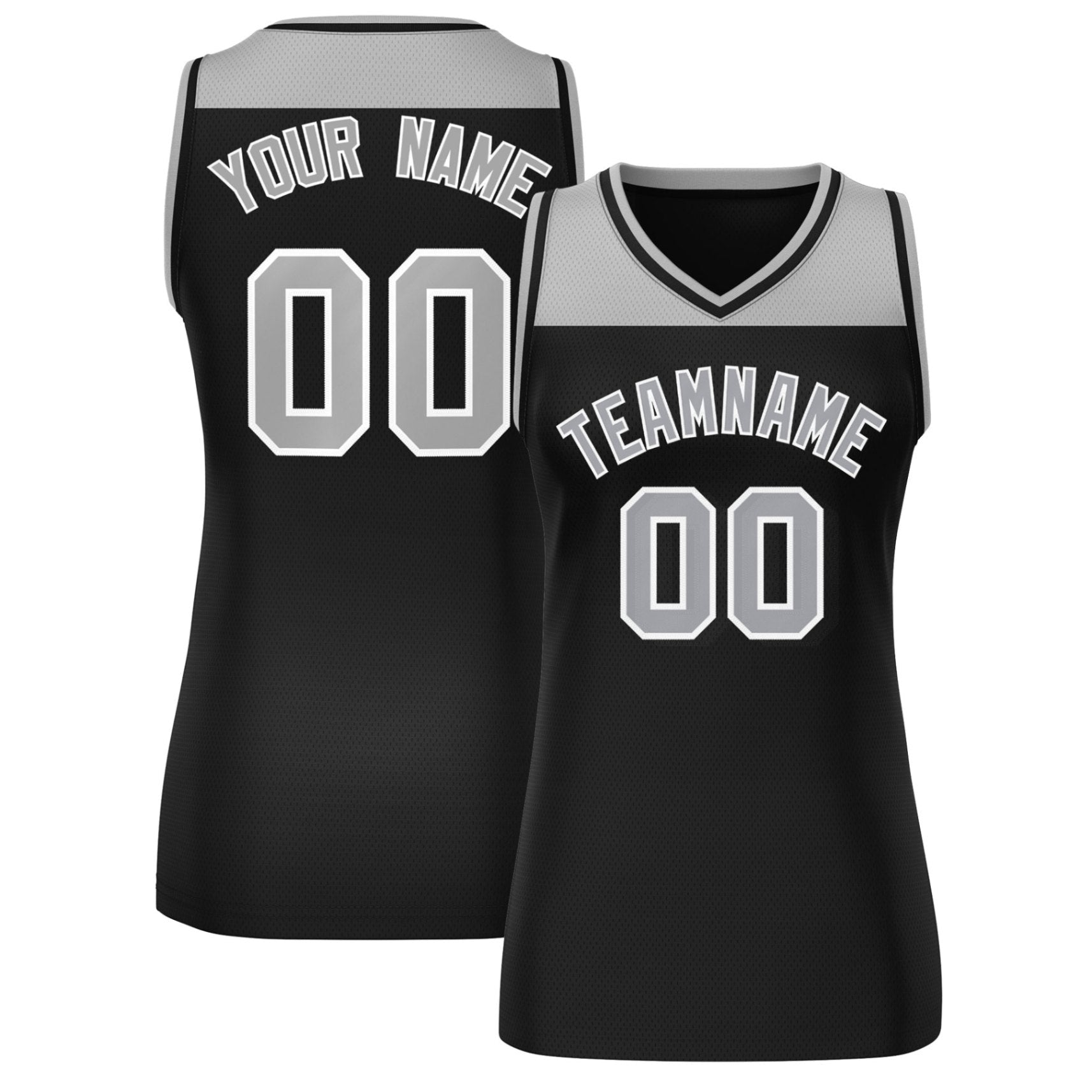 Custom Gray Black Color Block Fashion Tops Mesh Basketball Jersey For Women