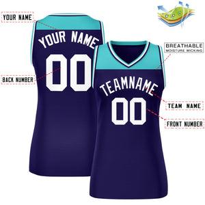 Custom Aqua Purple Color Block Fashion Tops Mesh Basketball Jersey For Women