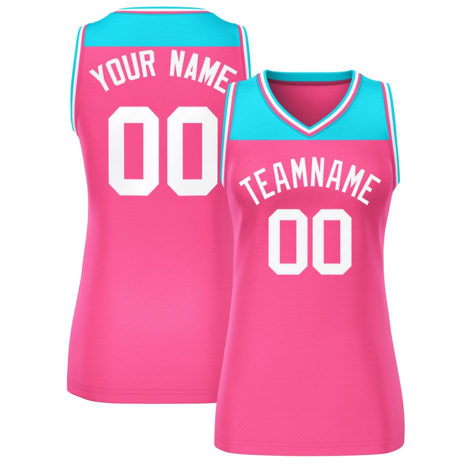 Custom Powder Blue Pink Color Block Fashion Tops Mesh Basketball Jersey For Women