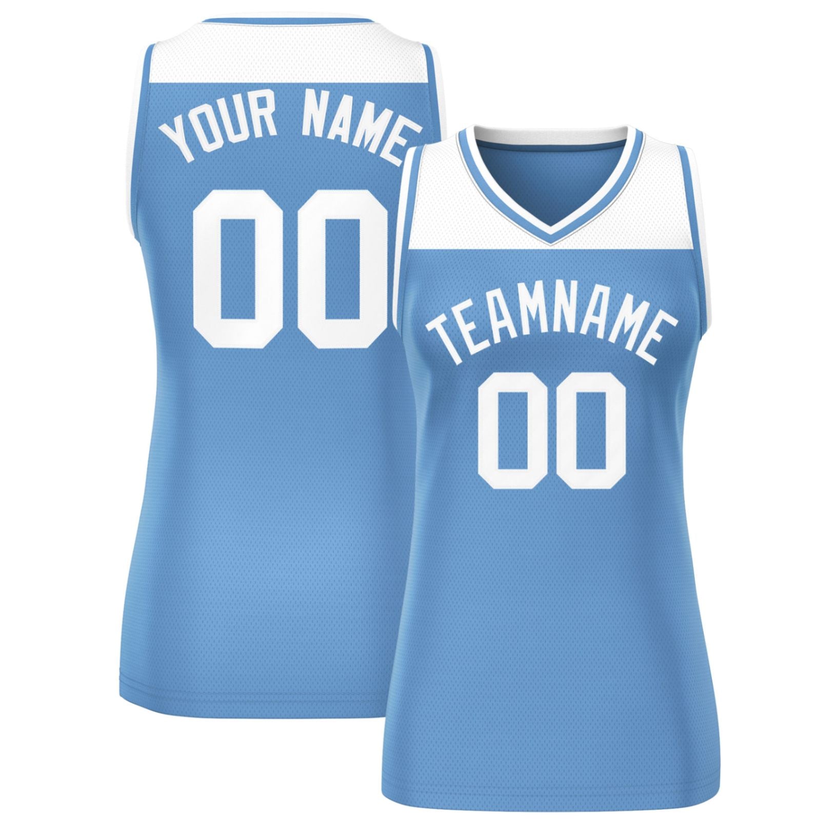 Custom White Light Blue Color Block Fashion Tops Mesh Basketball Jersey For Women