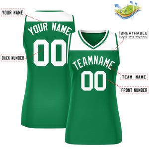 Custom White Kelly Green Color Block Fashion Tops Mesh Basketball Jersey For Women