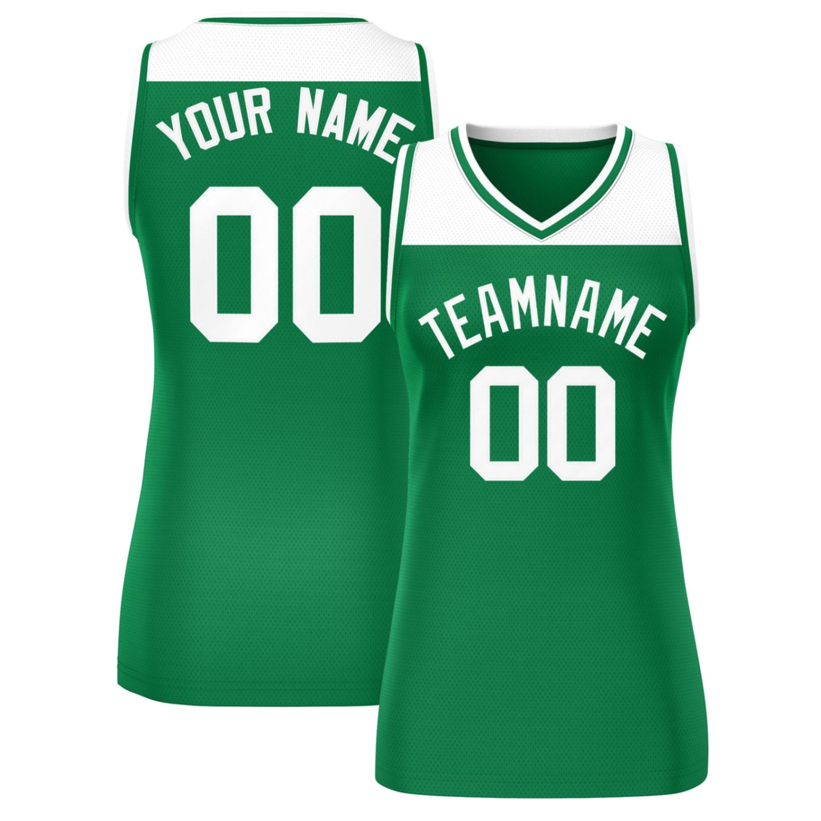 Custom White Kelly Green Color Block Fashion Tops Mesh Basketball Jersey For Women