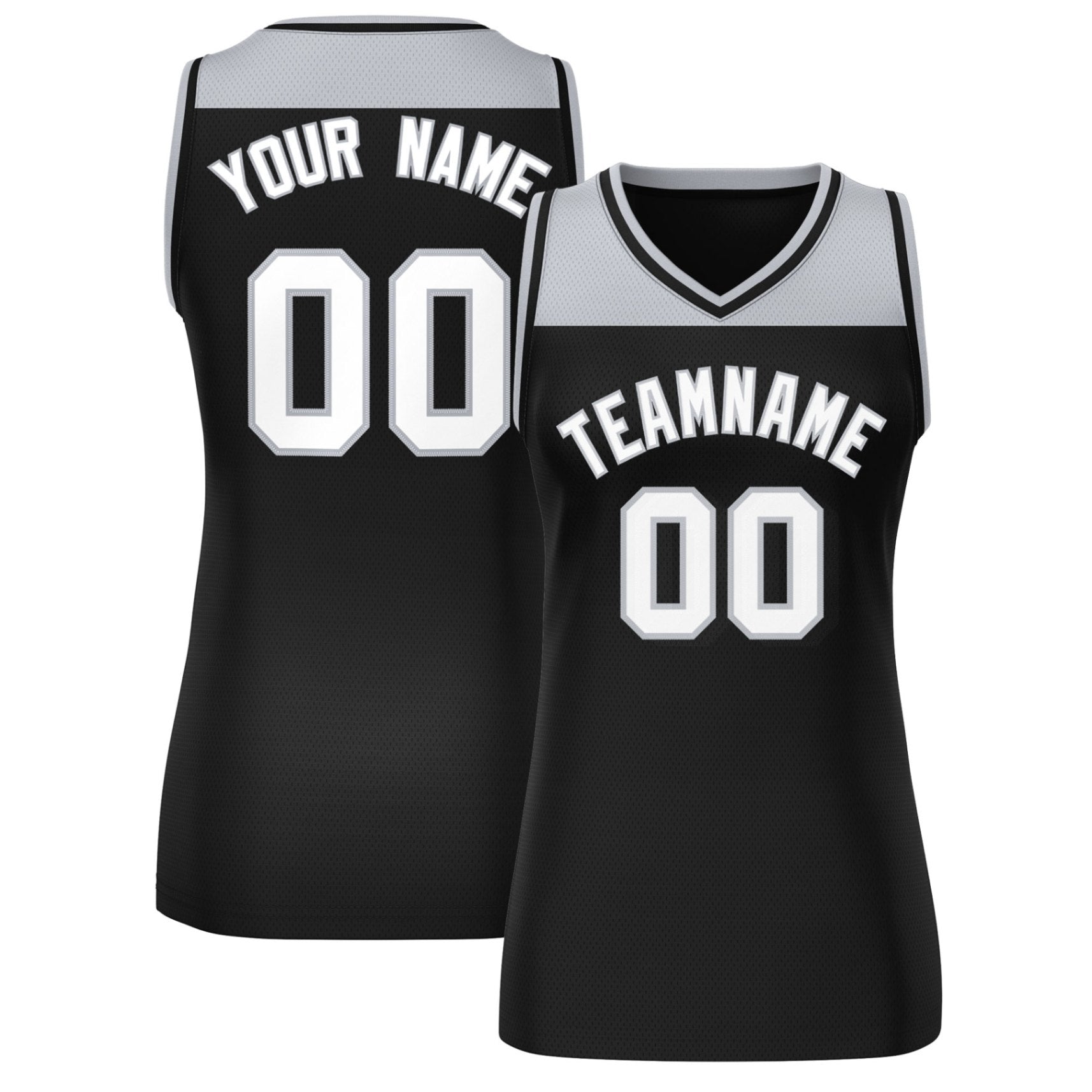 Custom Gray Black Color Block Fashion Tops Mesh Basketball Jersey For Women