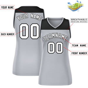 Custom Black Gray Color Block Fashion Tops Mesh Basketball Jersey For Women