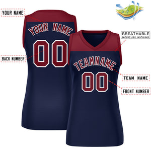 Custom Crimson Navy Color Block Fashion Tops Mesh Basketball Jersey For Women