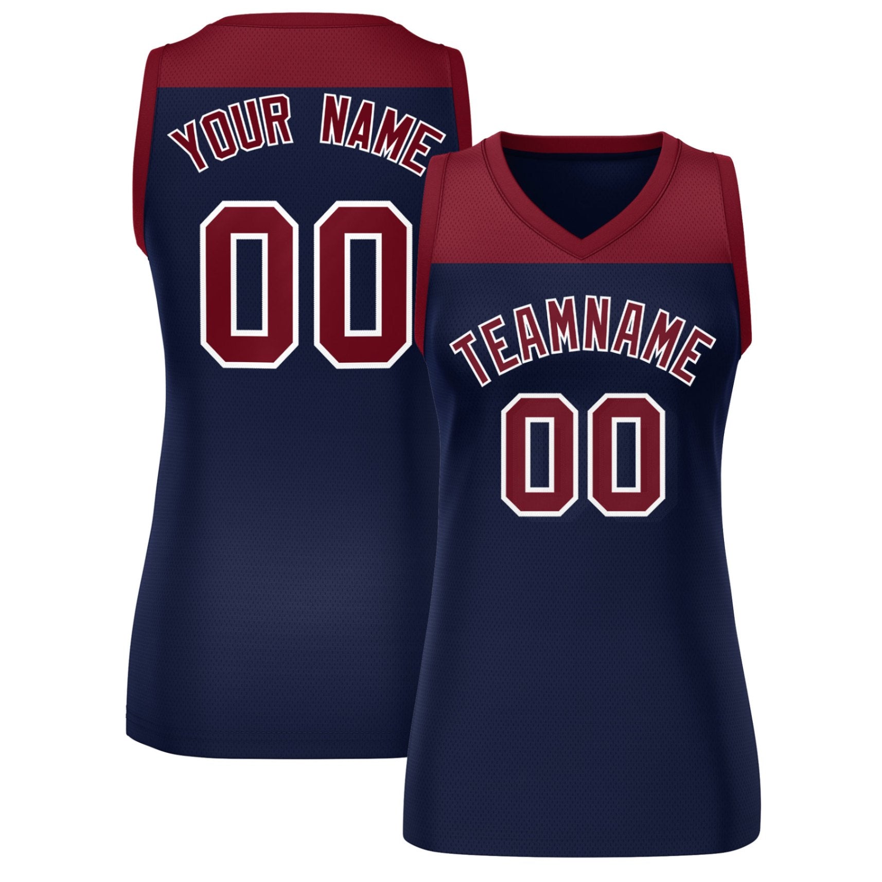 Custom Crimson Navy Color Block Fashion Tops Mesh Basketball Jersey For Women