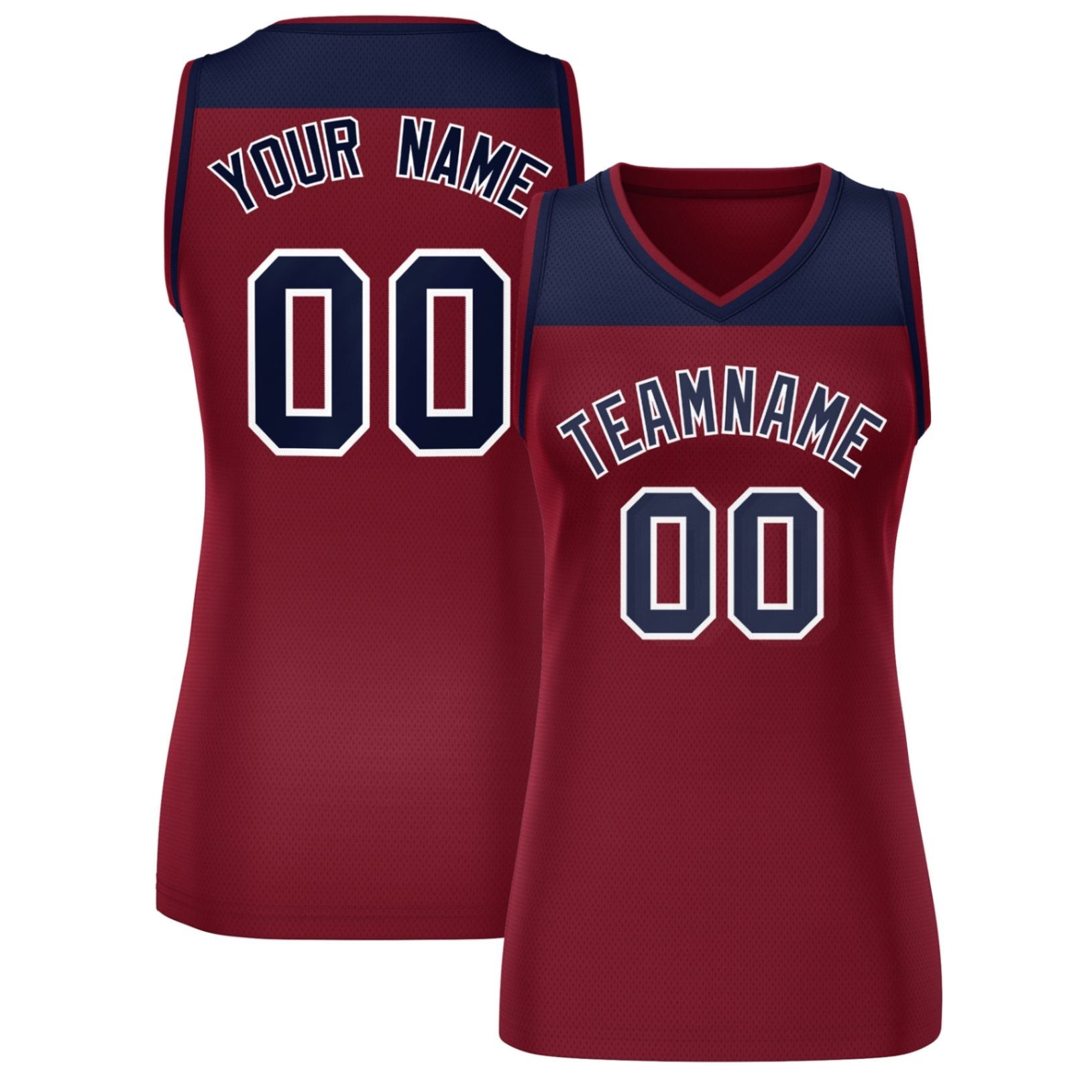 Custom Navy Crimson Color Block Fashion Tops Mesh Basketball Jersey For Women