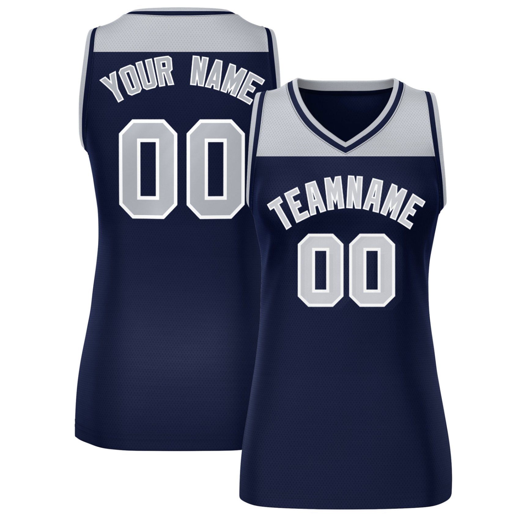 Custom Gray Navy Color Block Fashion Tops Mesh Basketball Jersey For Women