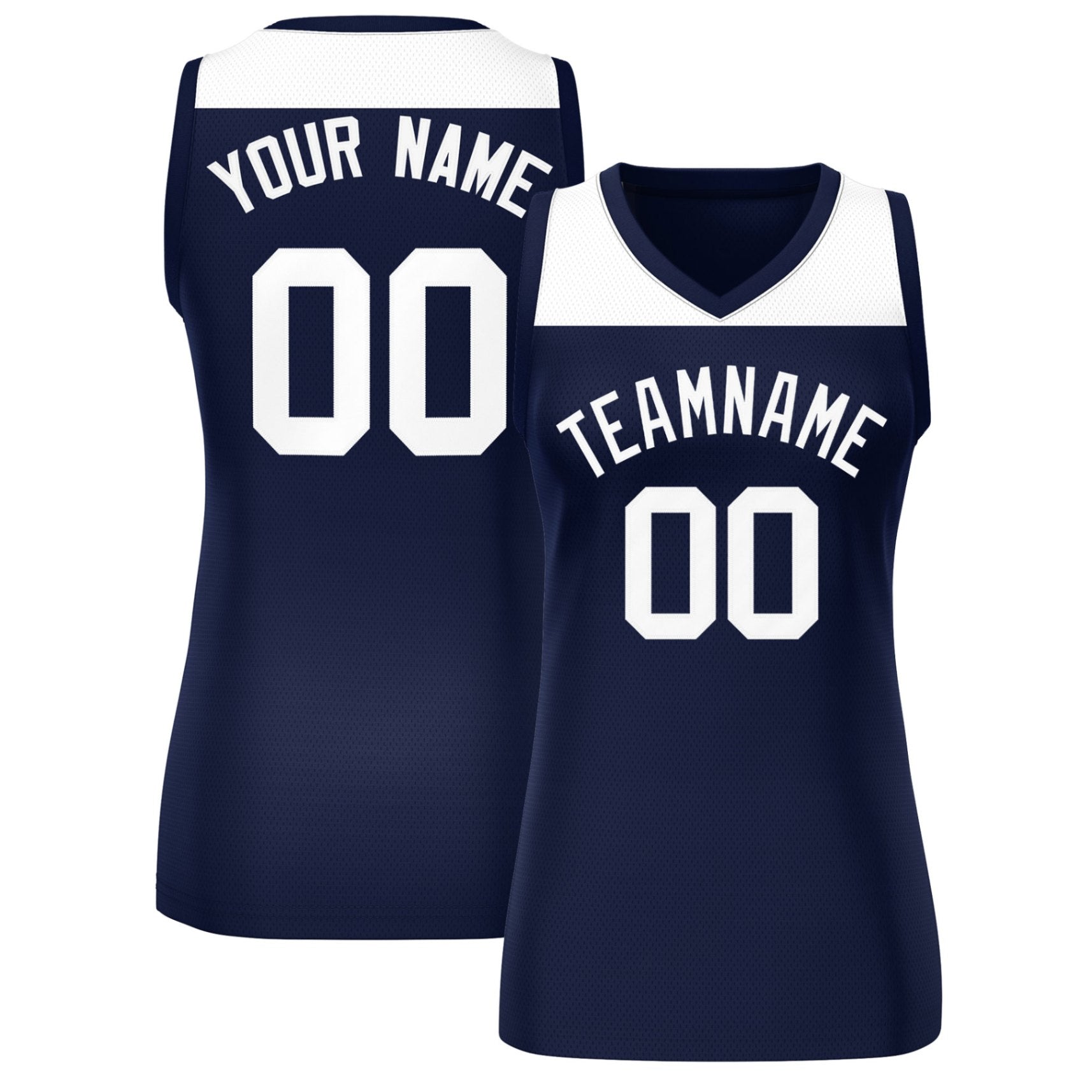 Custom White Navy Color Block Fashion Tops Mesh Basketball Jersey For Women