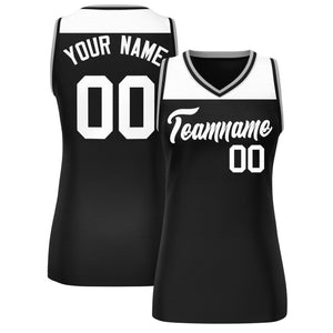 Custom White Black Color Block Fashion Tops Mesh Basketball Jersey For Women