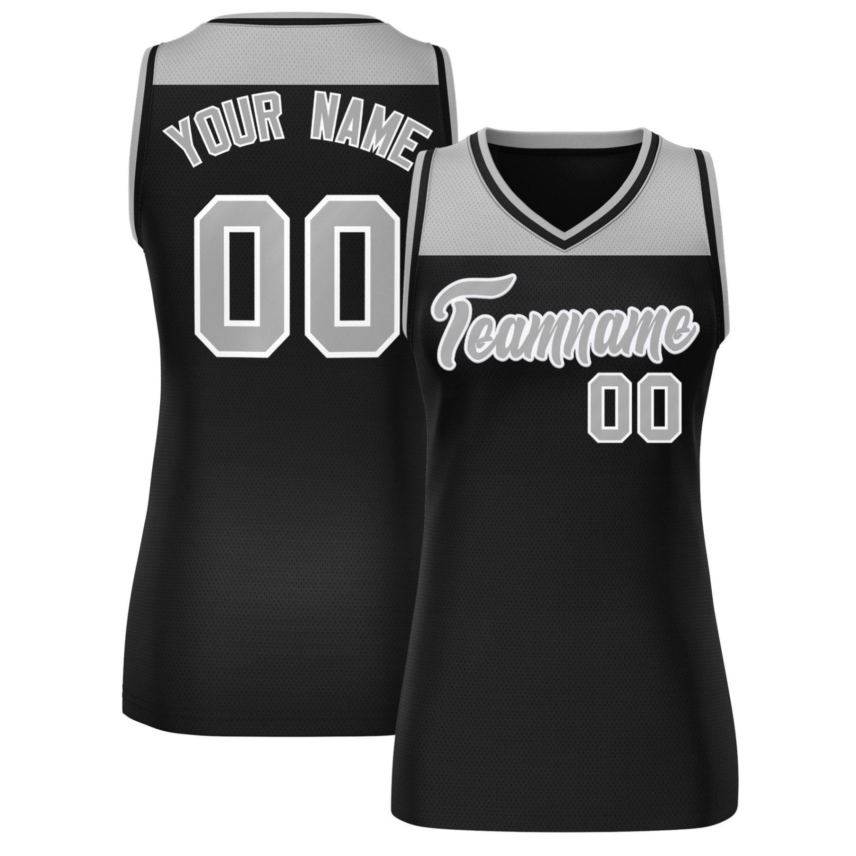 Custom Gray Black Color Block Fashion Tops Mesh Basketball Jersey For Women