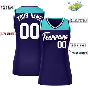 Custom Aqua Purple Color Block Fashion Tops Mesh Basketball Jersey For Women