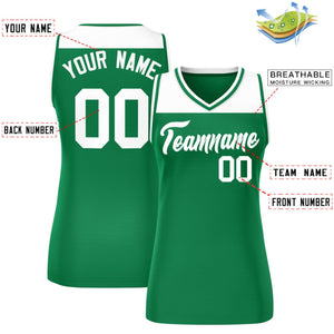 Custom White Kelly Green Color Block Fashion Tops Mesh Basketball Jersey For Women