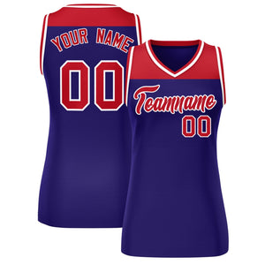 Custom Red Purple Color Block Fashion Tops Mesh Basketball Jersey For Women