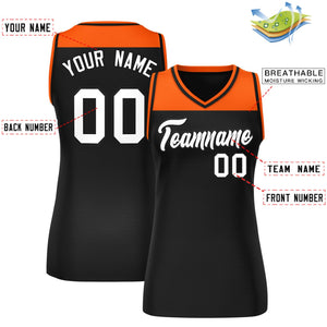 Custom Orange Black Color Block Fashion Tops Mesh Basketball Jersey For Women