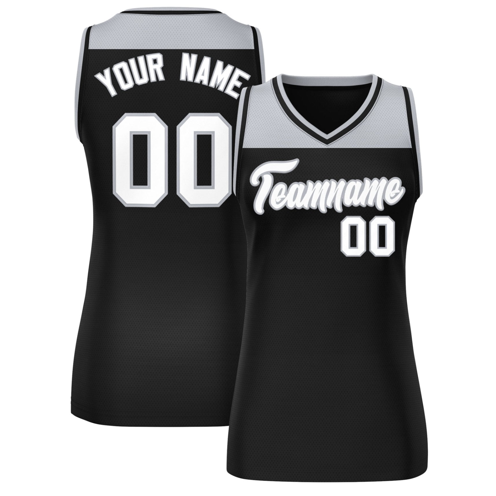 Custom Gray Black Color Block Fashion Tops Mesh Basketball Jersey For Women