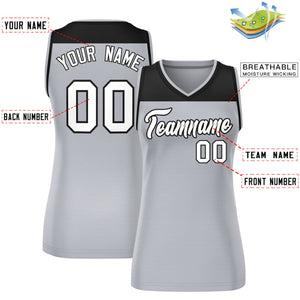 Custom Black Gray Color Block Fashion Tops Mesh Basketball Jersey For Women