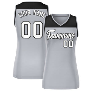 Custom Black Gray Color Block Fashion Tops Mesh Basketball Jersey For Women