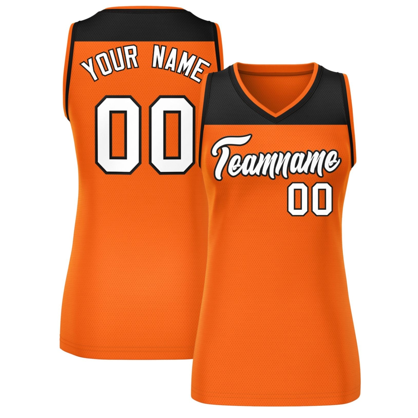 Custom Black Orange Color Block Fashion Tops Mesh Basketball Jersey For Women