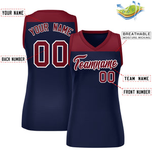 Custom Crimson Navy Color Block Fashion Tops Mesh Basketball Jersey For Women