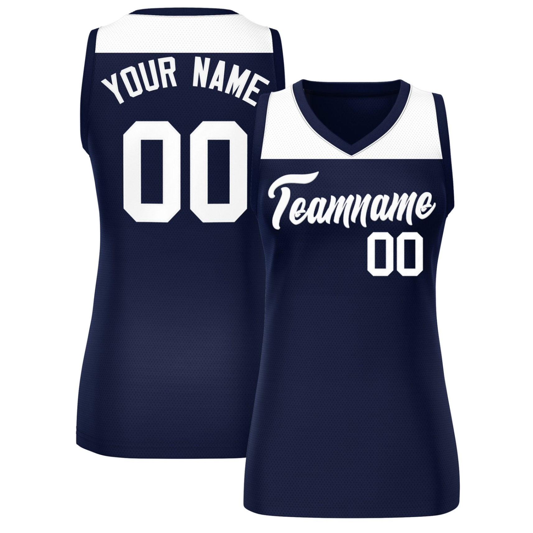 Custom White Navy Color Block Fashion Tops Mesh Basketball Jersey For Women