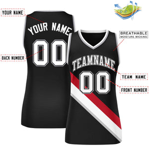 Custom Black Gray-White Thick Slash Fashion Tops Mesh Basketball Jersey For Women